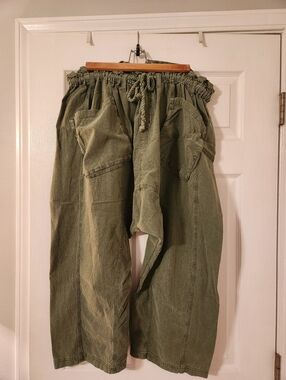 Free People Wonmen's Olive Drawstring Cargo Pants